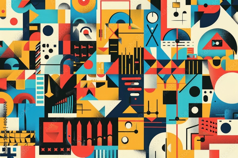 Poster Vibrant geometric shapes in a modern abstract design. Suitable for graphic design projects