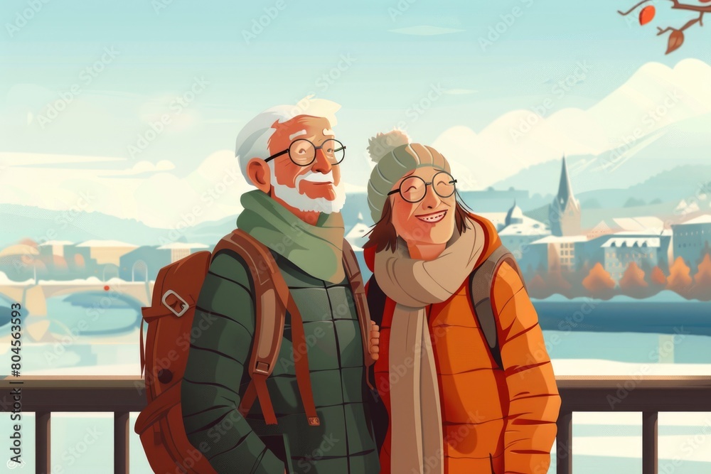 Poster a man and a woman standing side by side. suitable for various concepts and designs