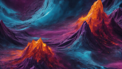 Visuals of liquid magma in shades of cosmic purple, celestial blue, and stardust silver, pulsating and pulsing against a plain background with subtle lighting ULTRA HD 8K - obrazy, fototapety, plakaty