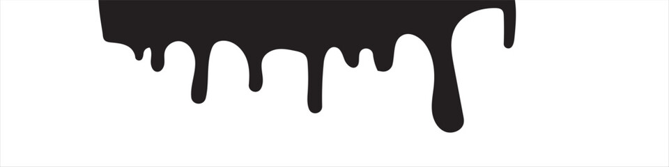 Ink drip and  black Melt Drips. Black Liquid vector paint drops.  Flowing, spilled, drop, splash, leak concept vector.  vector illustration. 