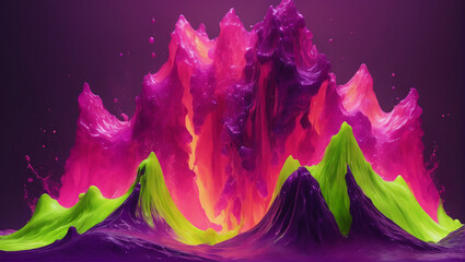 Visuals of liquid magma in shades of amethyst purple, neon pink, and lime green, pulsating and pulsing against a plain background with subtle lighting ULTRA HD 8K - obrazy, fototapety, plakaty