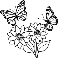 Monarch butterfly flying coloring pages. Butterfly on flower coloring pages