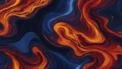 Visuals of liquid magma in shades of indigo blue, fiery crimson, and golden amber, pulsating and pulsing against a plain background with subtle lighting ULTRA HD 8K - obrazy, fototapety, plakaty