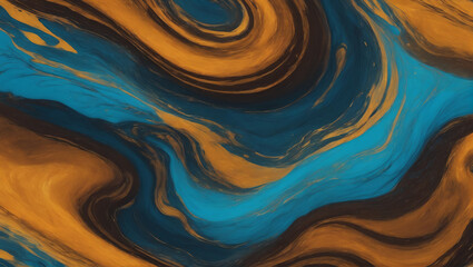 Visuals of liquid magma in shades of earthy brown, ocean blue, and golden amber, pulsating and pulsing against a plain background with subtle lighting ULTRA HD 8K - obrazy, fototapety, plakaty