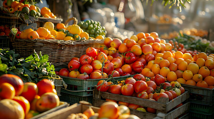 Fresh and organic vegetables and fruits at farmers market