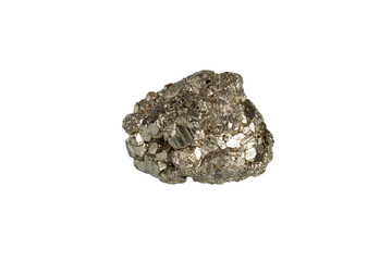pyrite mineral stone macro on white background