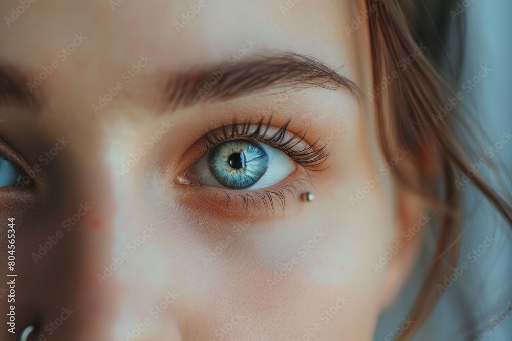 Poster Close-up of a woman's blue eye, perfect for beauty and healthcare concepts