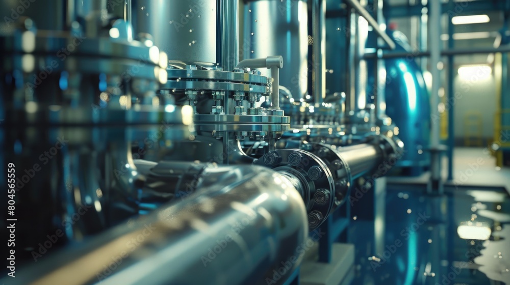 Poster A network of interconnected pipes for industrial use. Suitable for engineering projects