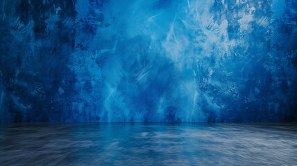 Blue cement studio and dark showroom background
