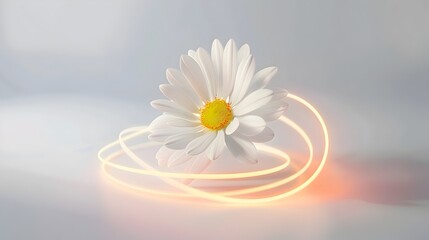 Delicate White Daisy Flower with Glowing Halo on Soft Background