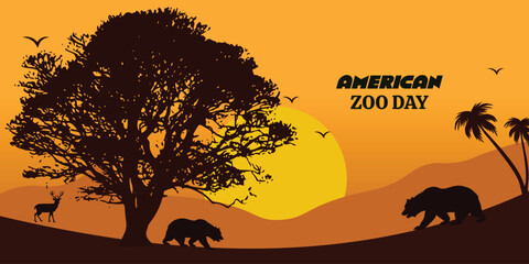 American Zoo Day banner template design for poster, vector file