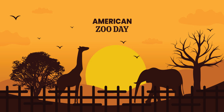 American Zoo Day banner template design for poster, vector file - Powered by Adobe