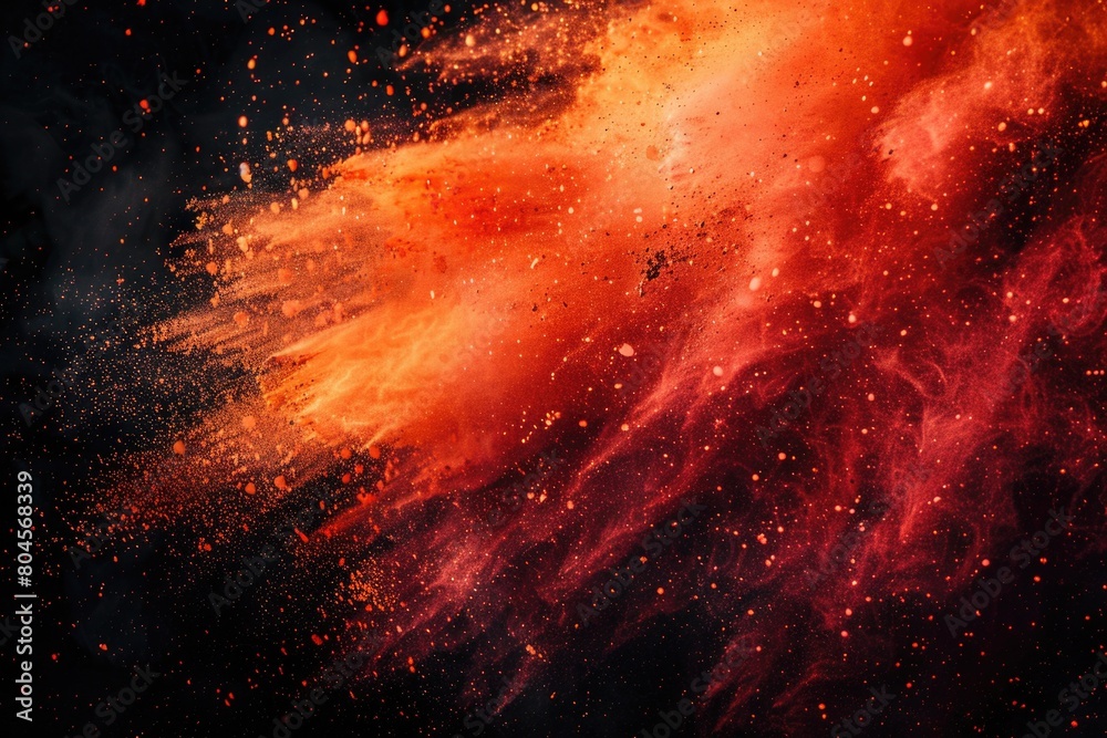 Poster a dramatic red dust cloud suspended in the air. suitable for environmental and weather-related conce