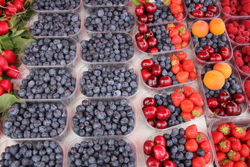Fruits and vegetables are sold at a bazaar in Israel.
