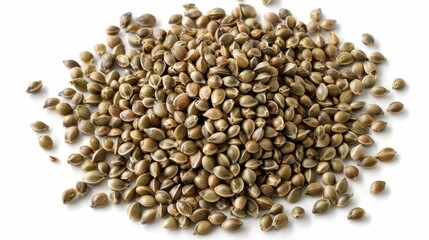 Heap of Hemp Seeds on White Background Generative AI