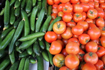 Fruits and vegetables are sold at a bazaar in Israel.