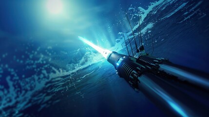 fiber-optic cable on global underwater