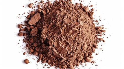 Cocoa Powder Pile on White Background Generative AI