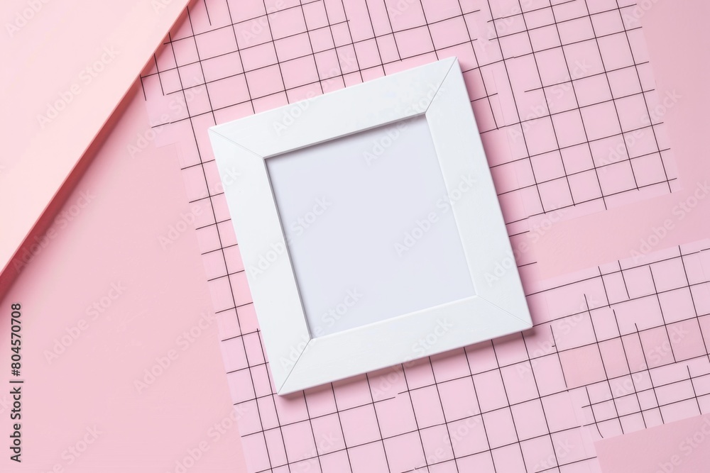 Poster a picture frame placed on a pink surface, ideal for various design projects