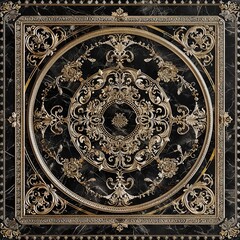 Obraz premium Lavish antique baroque, barocco ornate marble ceiling frame non linear reformation design. elaborate ceiling with intricate accents depicting classic elegance and architectural beauty