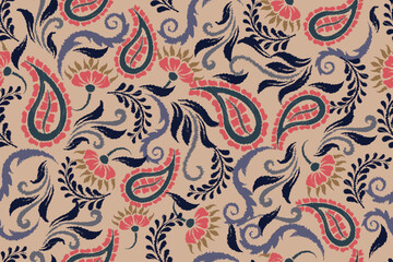 Ethnic wallpaper, seamless fabric pattern, abstract ikat, carpet, fabric, batik