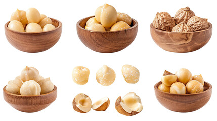 Organic Macadamia Nuts on Transparent Background - Healthy Snack Ingredient from Australia