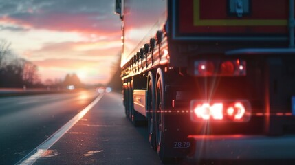 The bottom view of the truck driving on the highway is blurry, AI generated image.