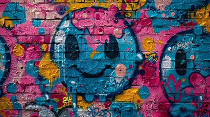 Graffiti Smileys on Brick Wall