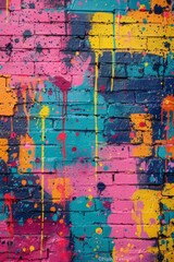 Fototapeta premium Vibrant Love Themed Graffiti on Colorful Painted Brick Wall