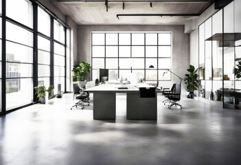 'interior office coworking concrete Minimalistic modern classic design ...