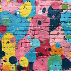 Colorful Love-themed Graffiti on Brick Wall