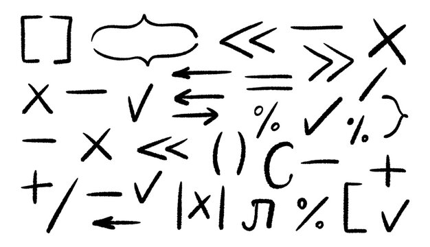 Set of math elements design for use in your project. Doodle decoration elements. Vector illustration.