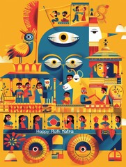 illustration with text to commemorate Rath Yatra
