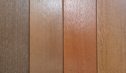 multi color tone of hard wood flooring tile samples in close up view. interior wooden material...