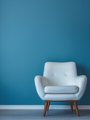 White Chair Against Blue Wall