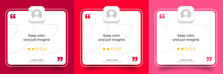 3D bubble testimonial banner, quote, infographic. Social media post template designs for quotes. Empty speech bubbles, quote bubbles and text box. Vector Illustration EPS10.