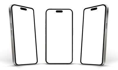 Realistic smartphone mockup. Mobile phone vector with isolated on white background. Device front view. 3D mobile phone with shadow. Realistic, high quality smart phone mockup for ui ux presentation.