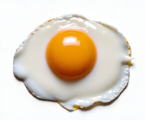 A close up image of a fried egg with a bright yellow yolk and a white on a white background create with ai - Powered by Adobe