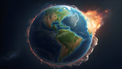 a burning earth illustration create with ai