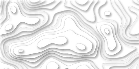 Geographic mountain contours vector abstract background. paper cut with geometric lines, Geometric layered curve line white abstract stripes of white background.