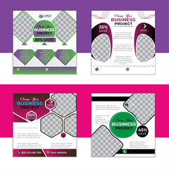 Professional digital marketing business social media post vector design template set bundle. Creative online advertising social media banner,  with 4 layout