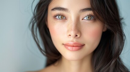 Obraz premium Close Up of a Woman With Blue Eyes