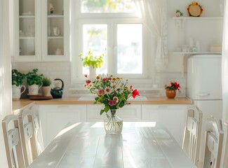 A bright white kitchen with vintage details