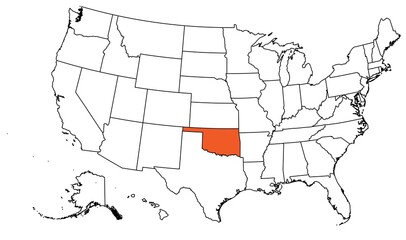 Fototapeta premium The outline of the US map with state borders. The US state of Oklahoma