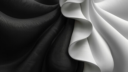 Contrasting black and white fabrics with elegant drapery
