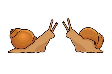 Cute brown snail icon set vector isolated on a white background. Two snails vector illustration. A couple of snails cartoon character © betka82