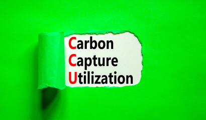 CCU Carbon capture utilization symbol. Concept words CCU Carbon capture utilization on beautiful paper. Beautiful green background. Business ecological Carbon capture utilization concept. Copy space.