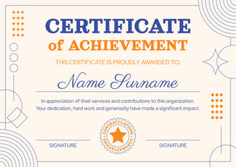 Modern abstract minimalist certificate template for appreciation and achievement award