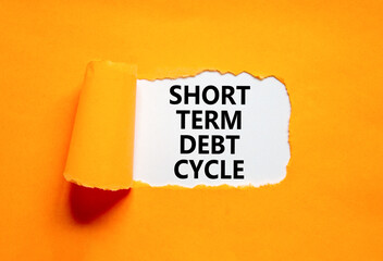 Short term debt cycle symbol. Concept words Short term debt cycle on beautiful white paper....