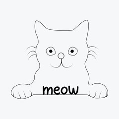 Cute kitty mess. Cute cat vector design, Meow slogan, Meow lettering text, Abstract cat, For the design of fashion fabrics, t-shirt prints, posters, stickers, cups and
 so on. Vector illustration
